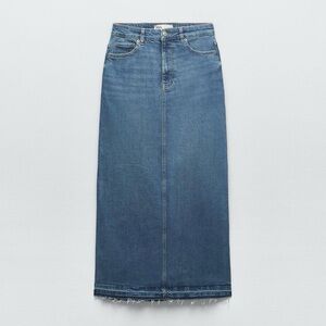 ZARA High Rise Denim Maxi Skirt